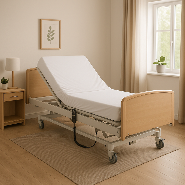 Cama articulada elétrica montada no quarto