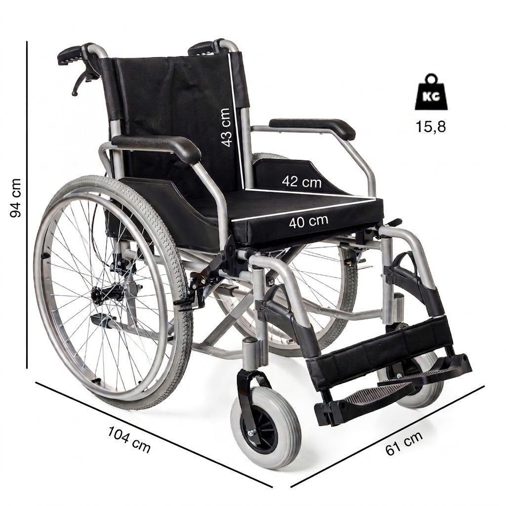 Silla de ruedas de aluminio con freno para cuidador YK9063F