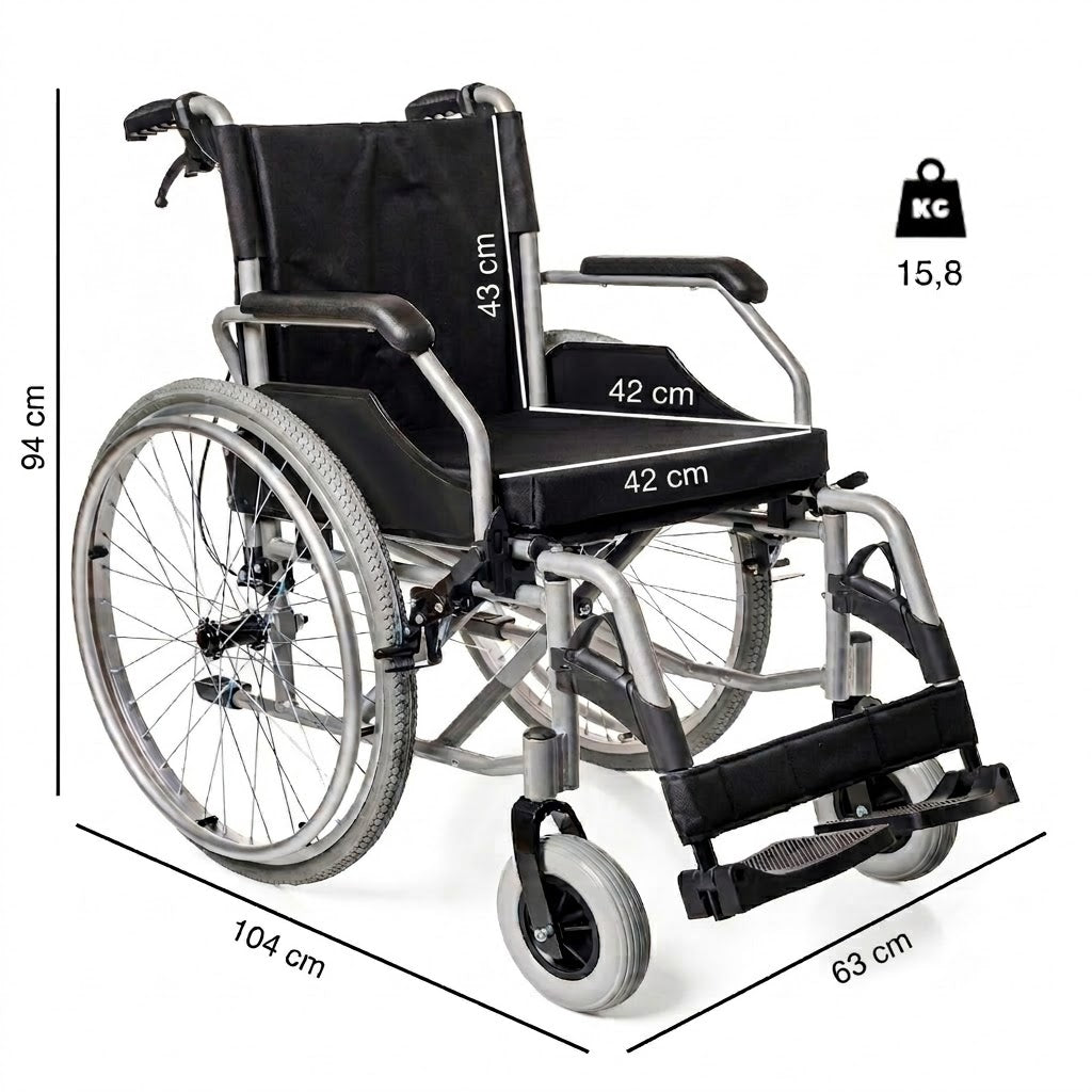 Silla de ruedas de aluminio con freno para cuidador YK9063F