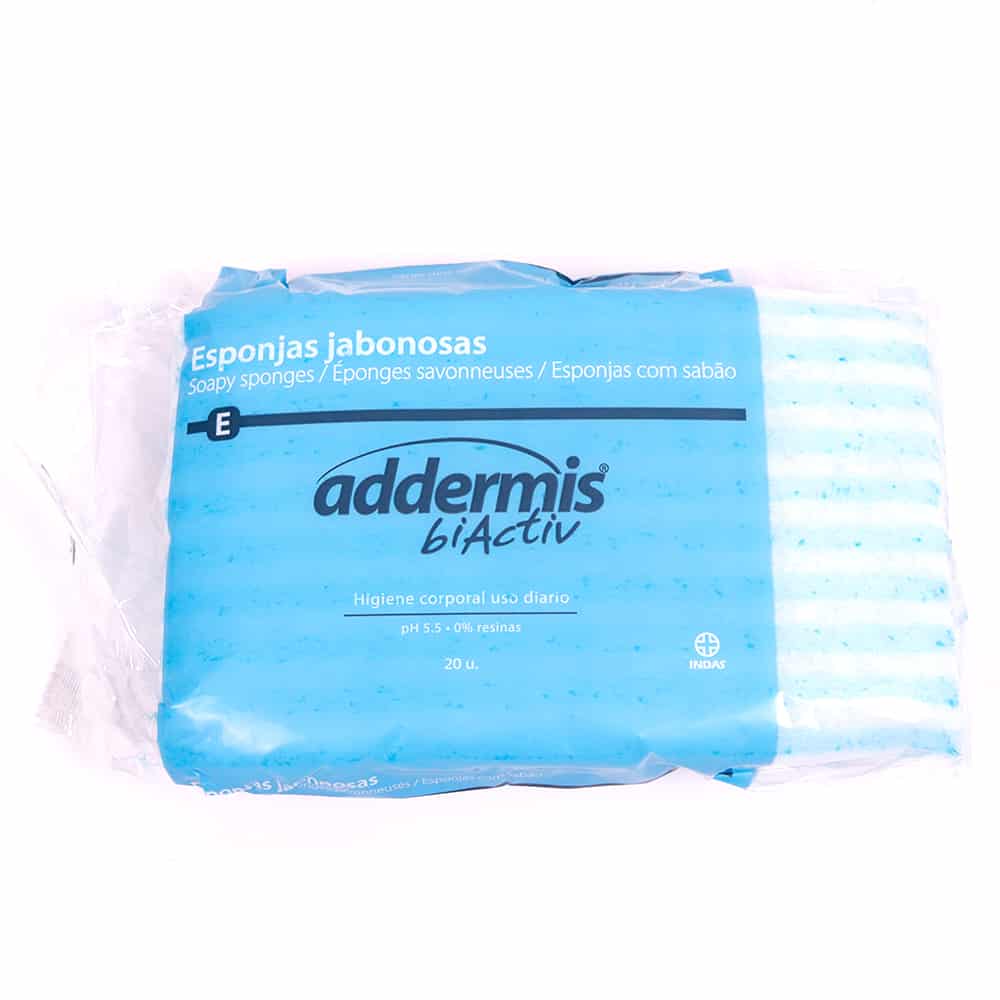 Esponjas jabonosas para baños de encamados - Addermis Biactiv 20 unidades