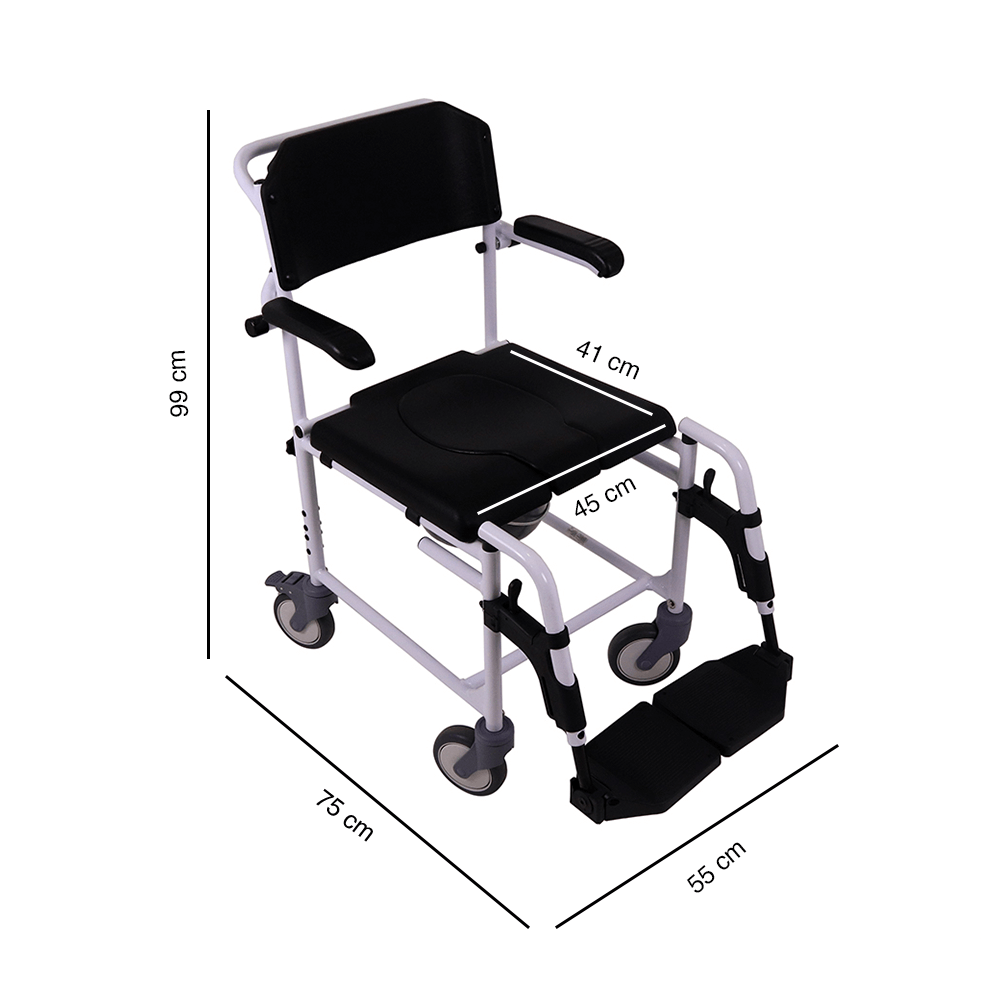 Silla de baño y WC con ruedas y reposapiés UN4003