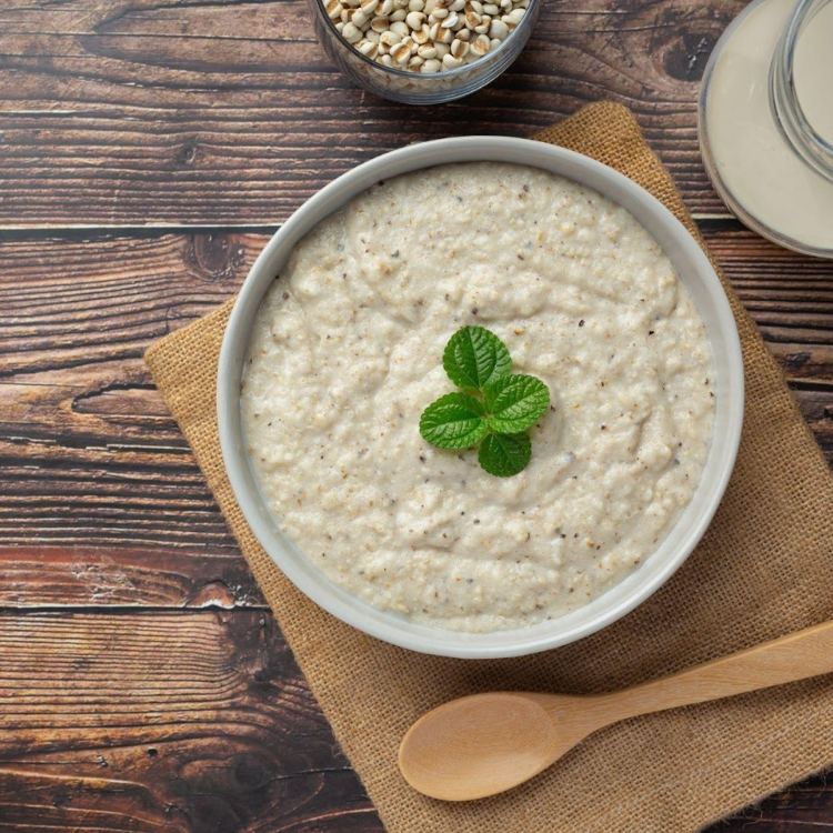 Papa de arroz integral com banana