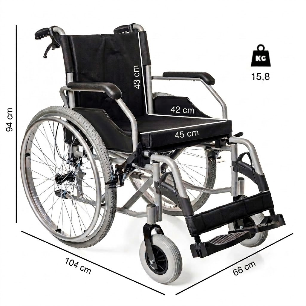 Silla de ruedas de aluminio con freno para cuidador YK9063F