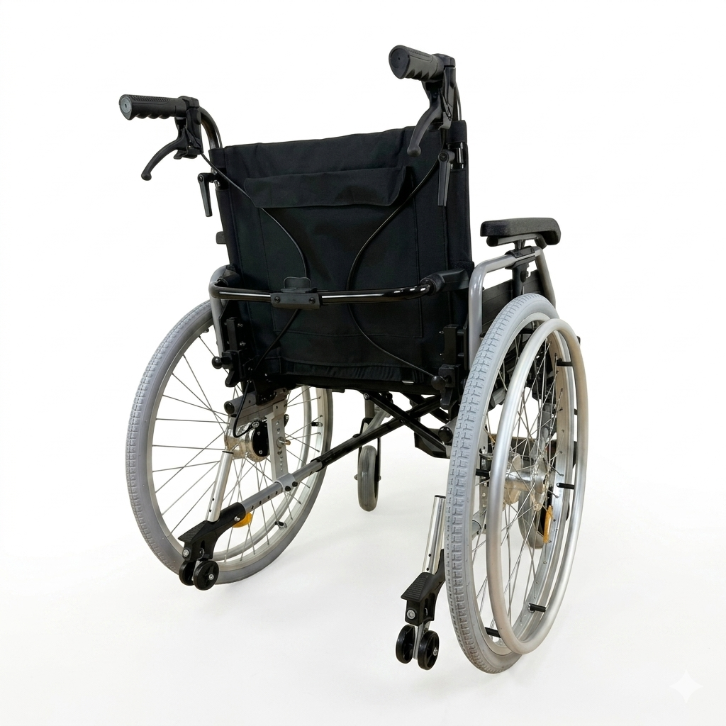 Silla de ruedas de aluminio con freno para cuidador UN2014